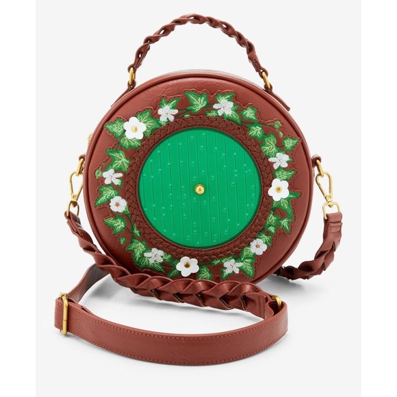 NWT Loungefly The Lord of the Rings Floral Hobbit Door Figural Crossbody Bag - Picture 4 of 4
